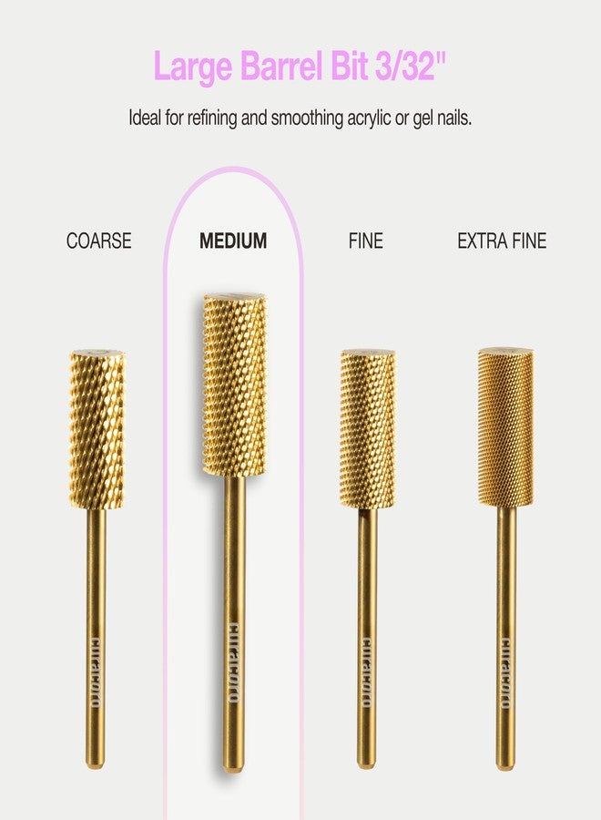 Curacoro Nail Drill Bits 3/32'' - Safe Smooth Stop Large Barrel Carbide Bit (Medium) for Professional Finish, Fast Remove, Refine & Smooth Acrylic or Gel Nails, Nail Art Pedicure Manicure Salon & Home - Image 5